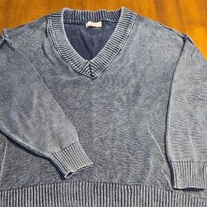 J.O.A. Womens Denim Blue V-Neck Sweater